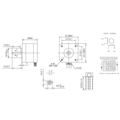 Стъпков мотор NEMA 17 / 17HS3404L23P1-X1